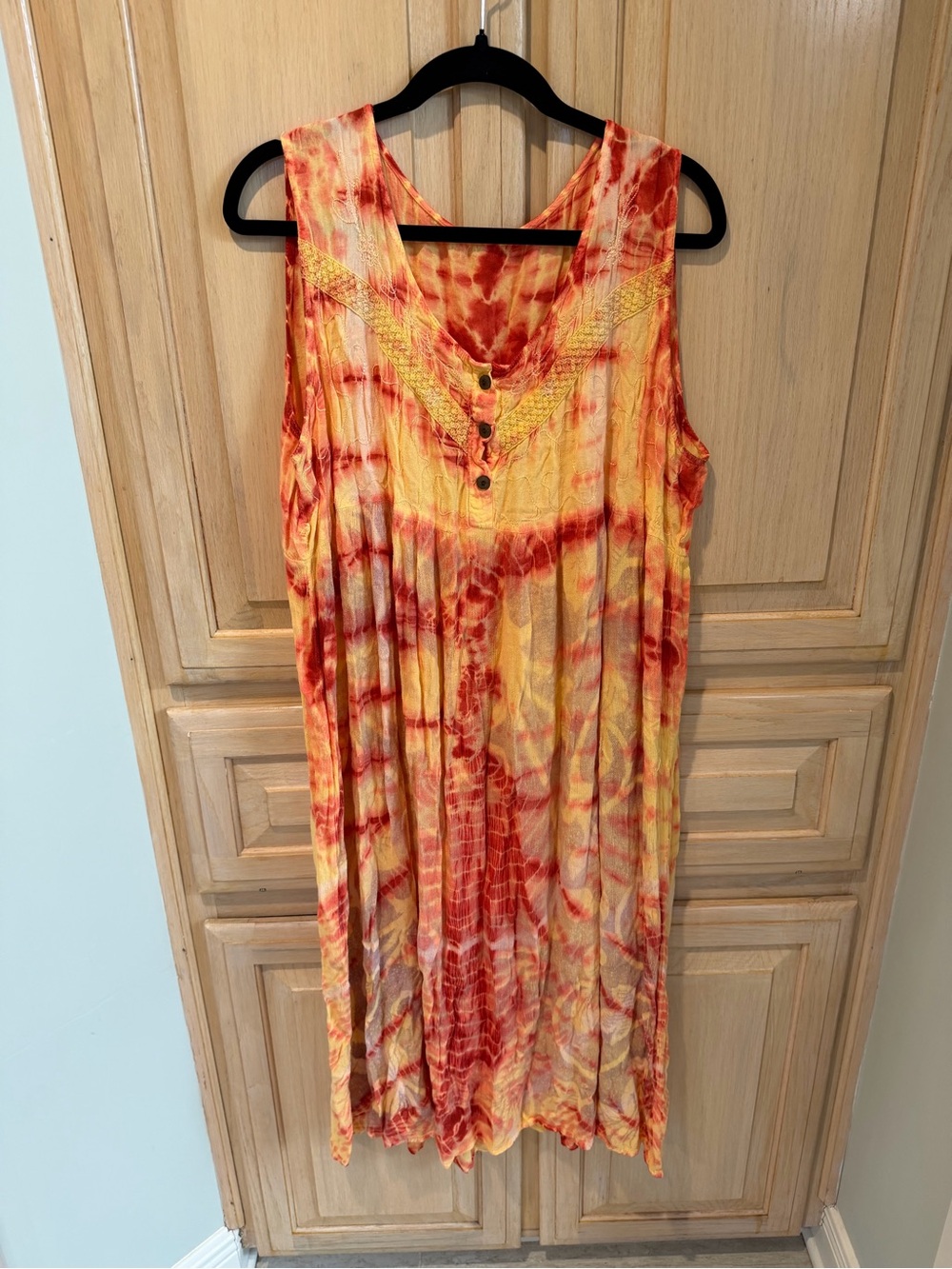 Tie-Dye Yellow & Red Women’s Swim Coverup Dress